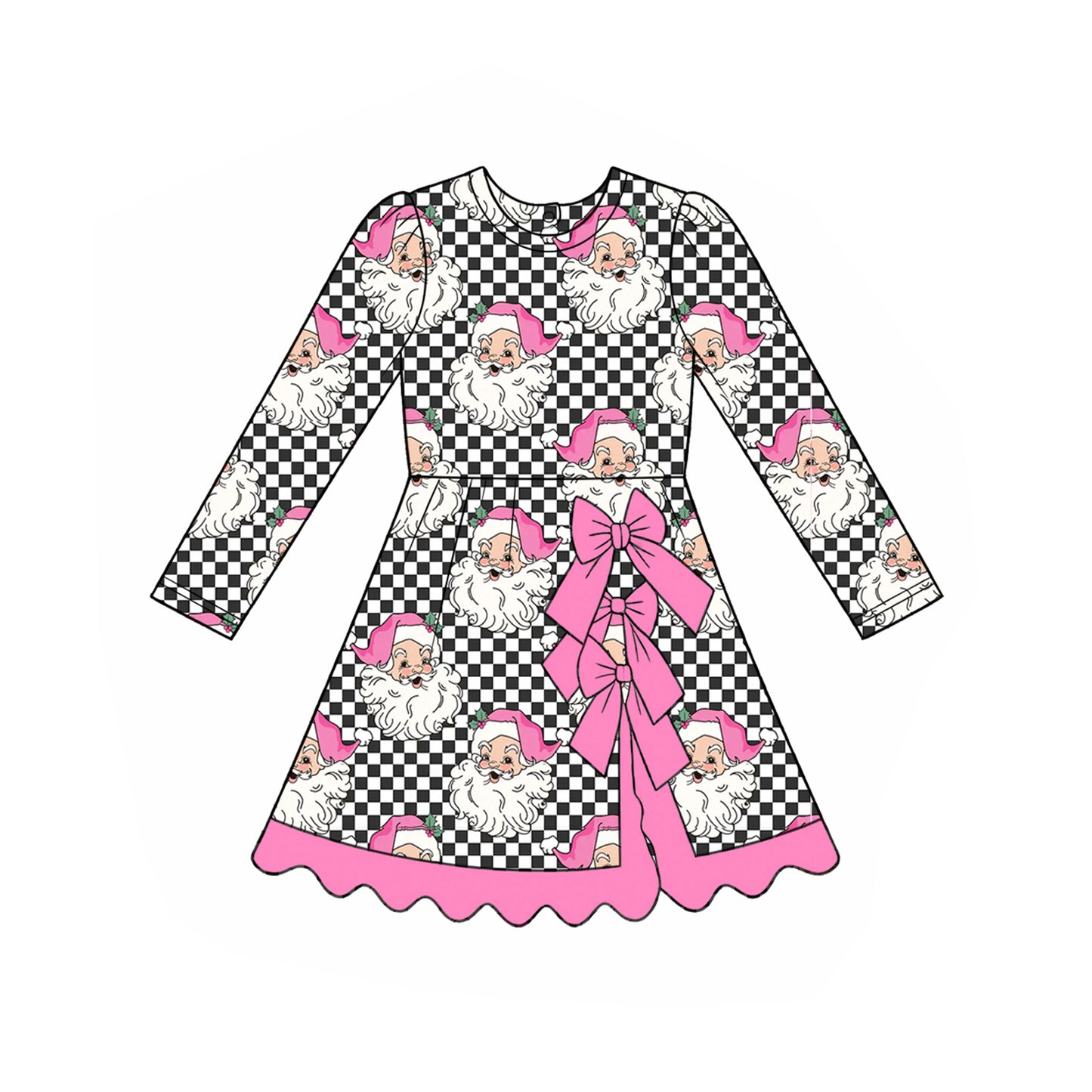 7.6 Preorder KIds Girls Christmas Pink Leopard Long Sleeve Active Dress