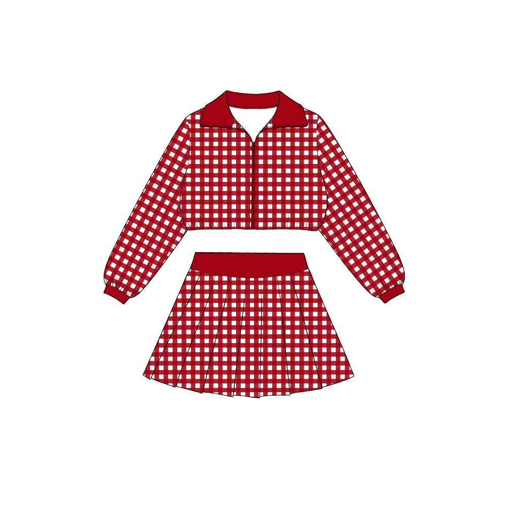 8.8  Preorder Girls Red Gingham Pullover Top With Skort Active Outfit