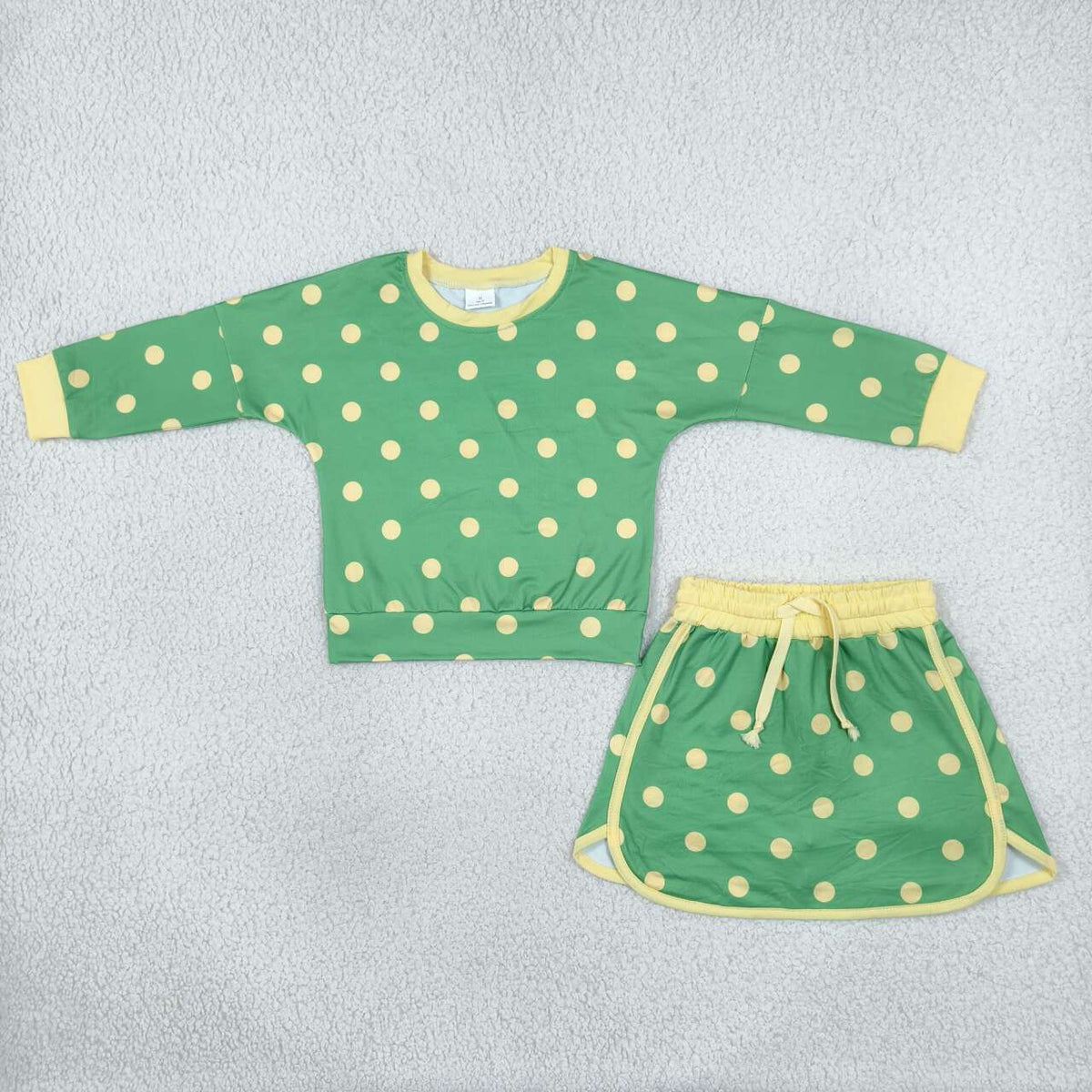 Sibling Kids Girls Polka Dot Long Sleeve Top with Skirt Outfit