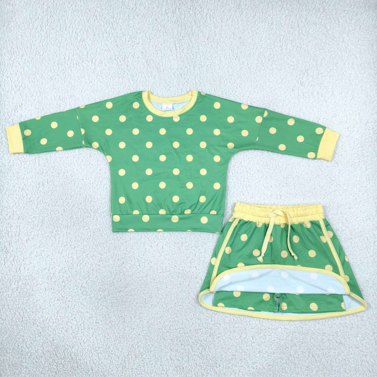 Sibling Kids Girls Polka Dot Long Sleeve Top with Skirt Outfit