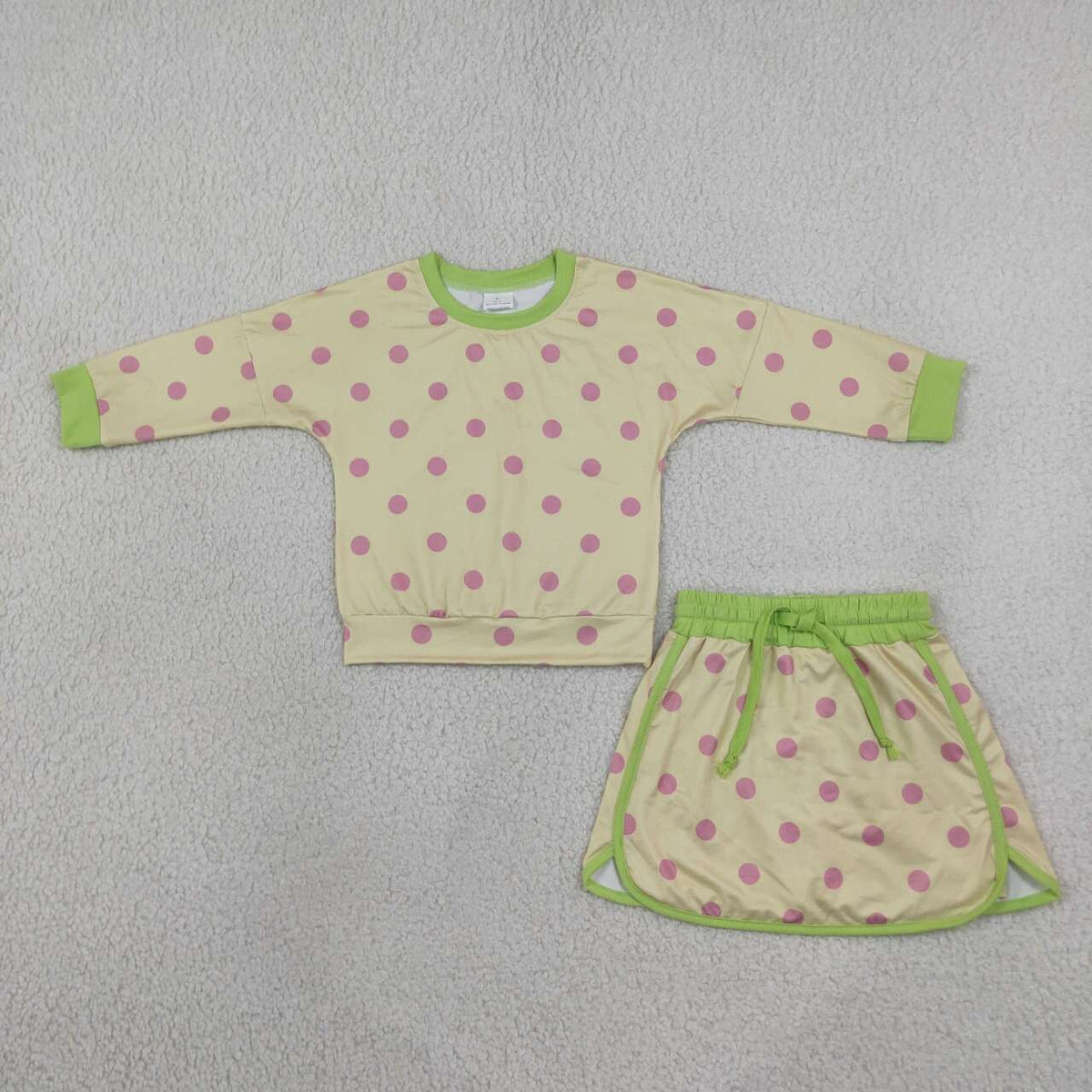 Sibling Kids Girls Polka Dot Long Sleeve Top with Skirt Outfit