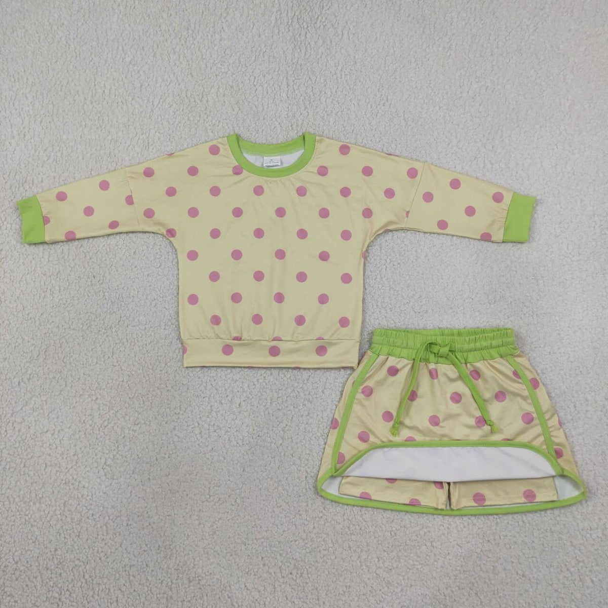 Sibling Kids Girls Polka Dot Long Sleeve Top with Skirt Outfit