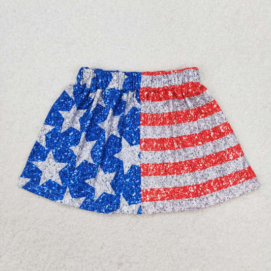 GLK0024 Stripes Stars Print Girls 4th of July Bottom Skirts