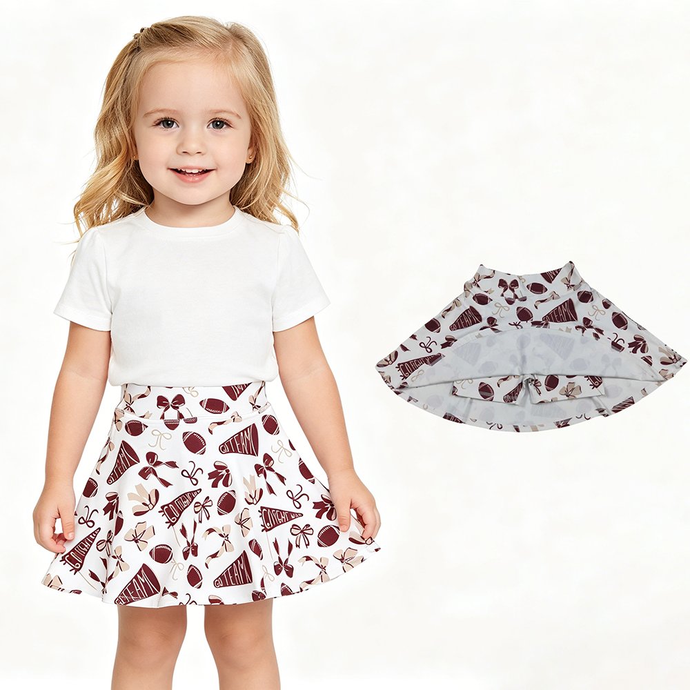 GLK0139 Go Team Wine Bows Girls Bottom Yoga Skirts