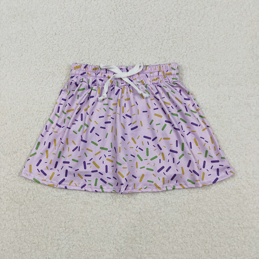 (Custom Design Preorder MOQ 5) Mardigras Sprinkles Baby Girls Summer Yoga Skort