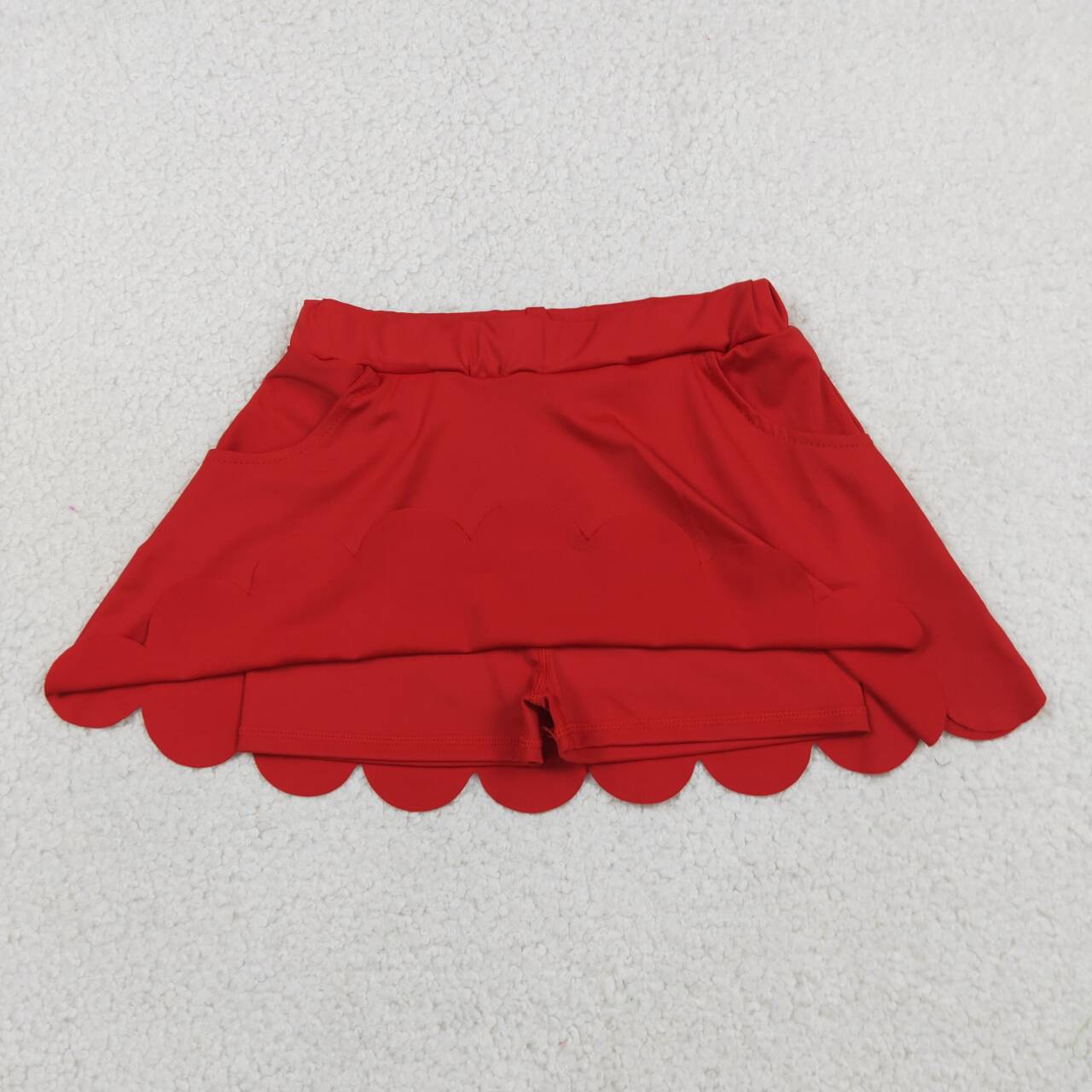 GLK0235 Red Color Girls Bottom Scallop Yoga Skort