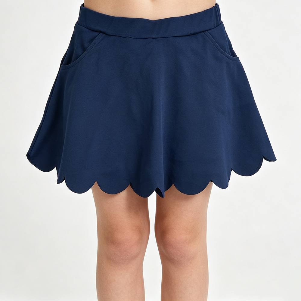 GLK0236 Navy Girls Bottom Yoga Pockets Skirts Shorts