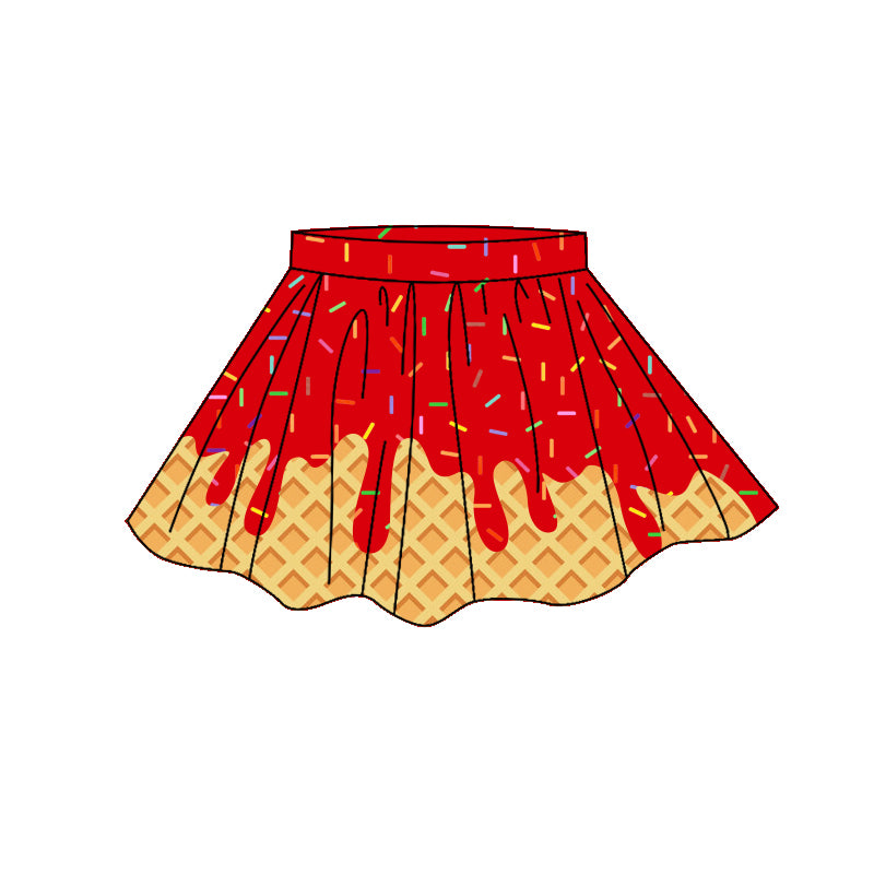 4.7 GLK0280 Preorder Red Sprinkles Drip Girls Bottom Yoga Skirts