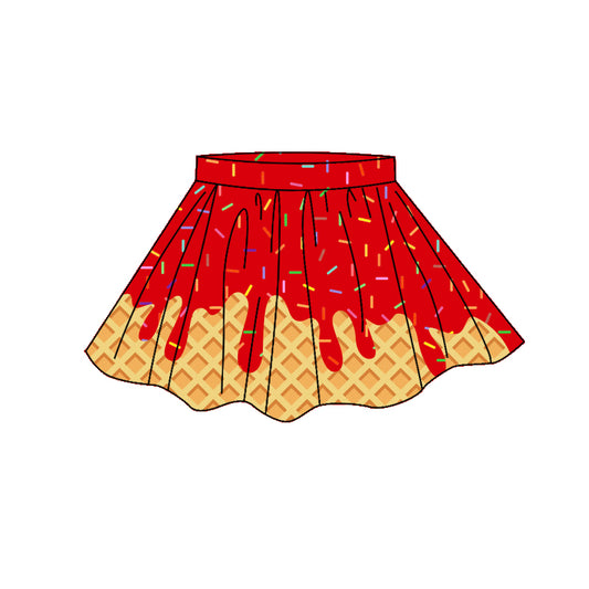 4.7 GLK0280 Preorder Red Sprinkles Drip Girls Bottom Yoga Skirts