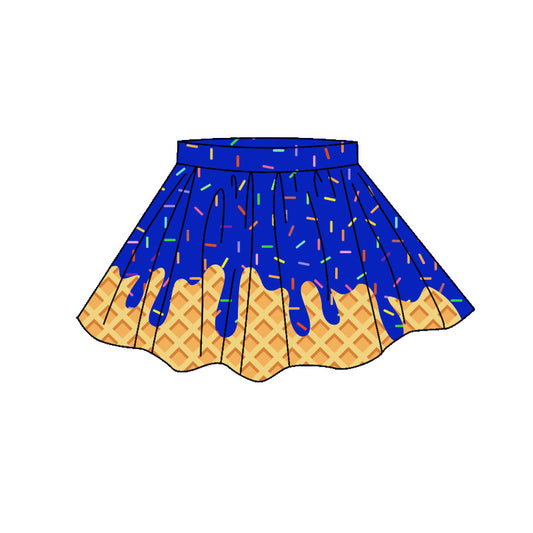 4.7 GLK0284 Preorder Royal Blue Sprinkles Drip Girls Bottom Yoga Skirts