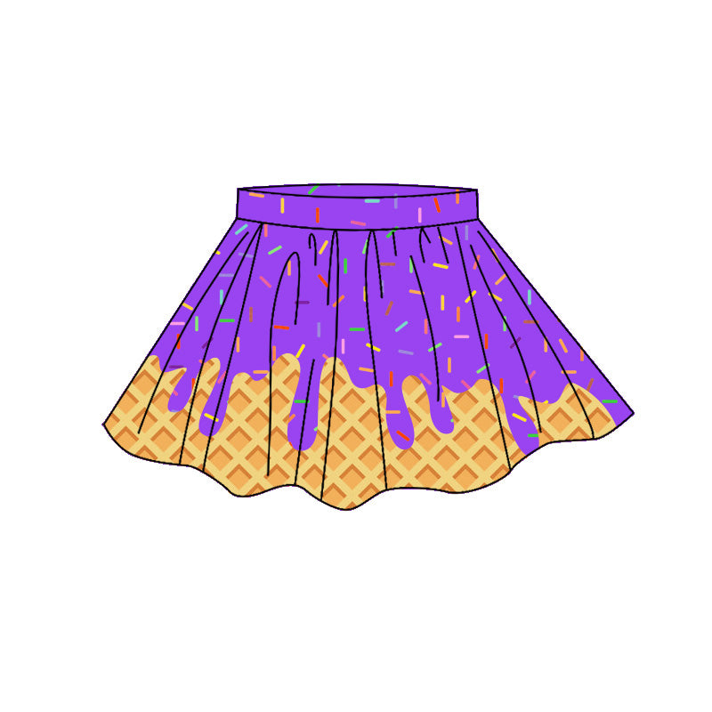 4.7 GLK0287 Preorder Purple Sprinkles Drip Girls Bottom Yoga Skirts