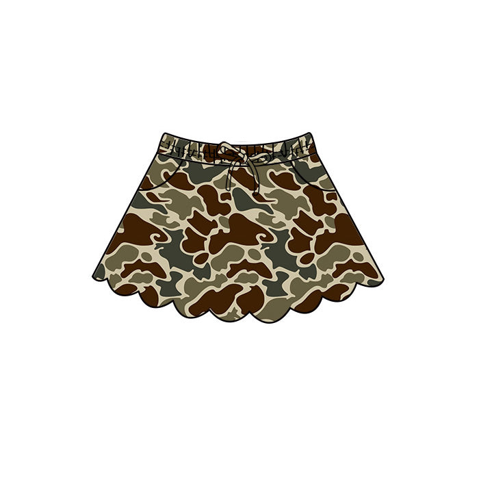 4.29 GLK0296 Dark Brown Green Camo Baby Girls Scallop Bottom Skirts