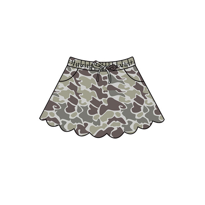 4.29 GLK0297 Dark Brown Camo Baby Girls Scallop Bottom Skirts