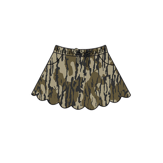 4.29 GLK0298 Dark Green Camo Baby Girls Scallop Bottom Skirts