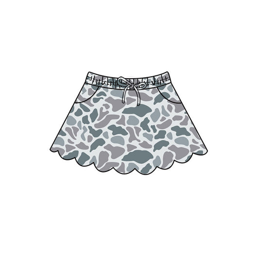 4.29 GLK0299 Grey Camo Baby Girls Scallop Bottom Skirts