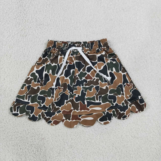 GLK0300 Brown Camo Baby Girls Scallop Bottom Skort