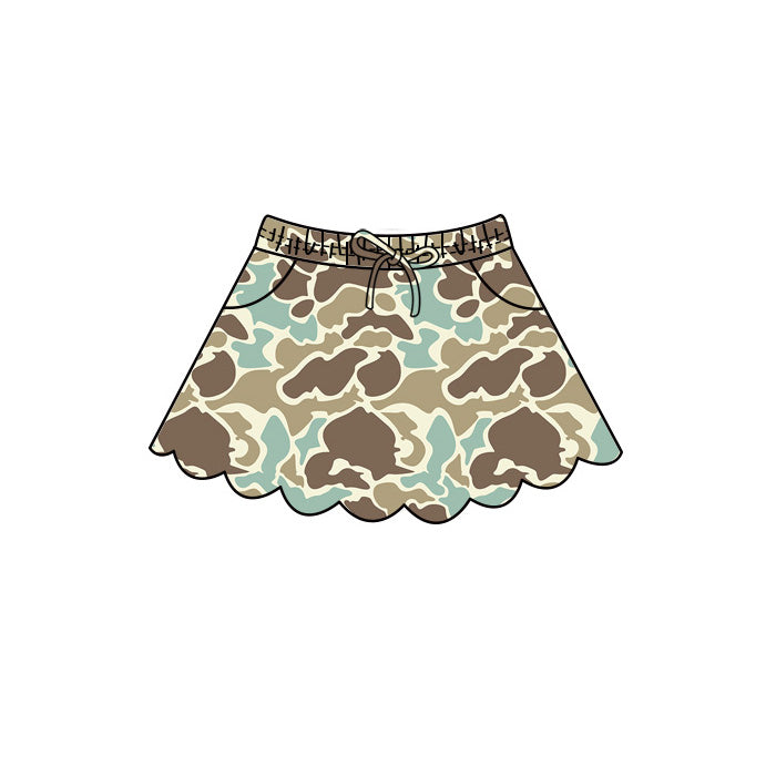 4.29 GLK0301 Brown Green Camo Baby Girls Scallop Bottom Skirts