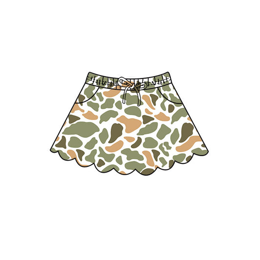 4.29 GLK0302 Orange Green Camo Baby Girls Scallop Bottom Skirts
