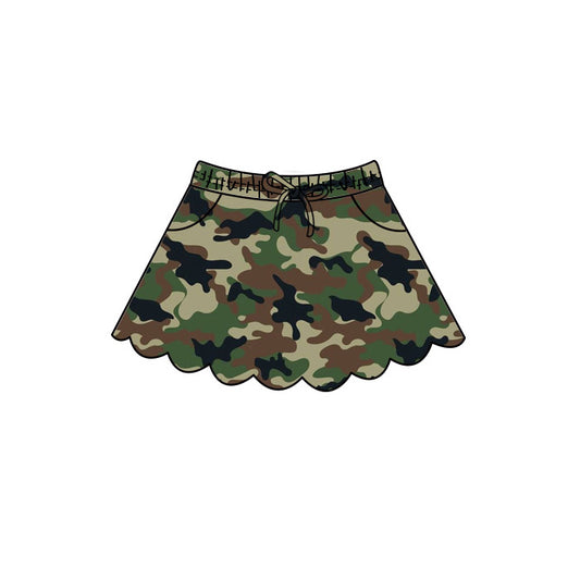4.29 GLK0303 Brwon Green Black Camo Baby Girls Scallop Bottom Skirts