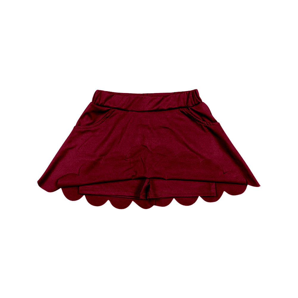 5.7 GLK0304 Preorder Wine Girls Bottom Scallop Yoga Skort