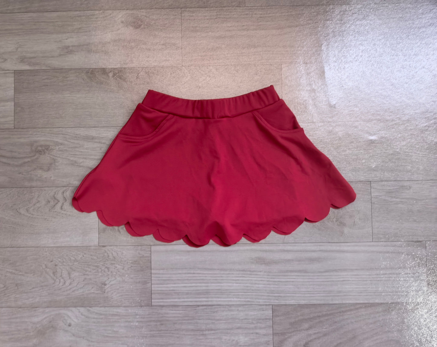 GLK0304 Preorder Wine Girls Bottom Scallop Yoga Skort