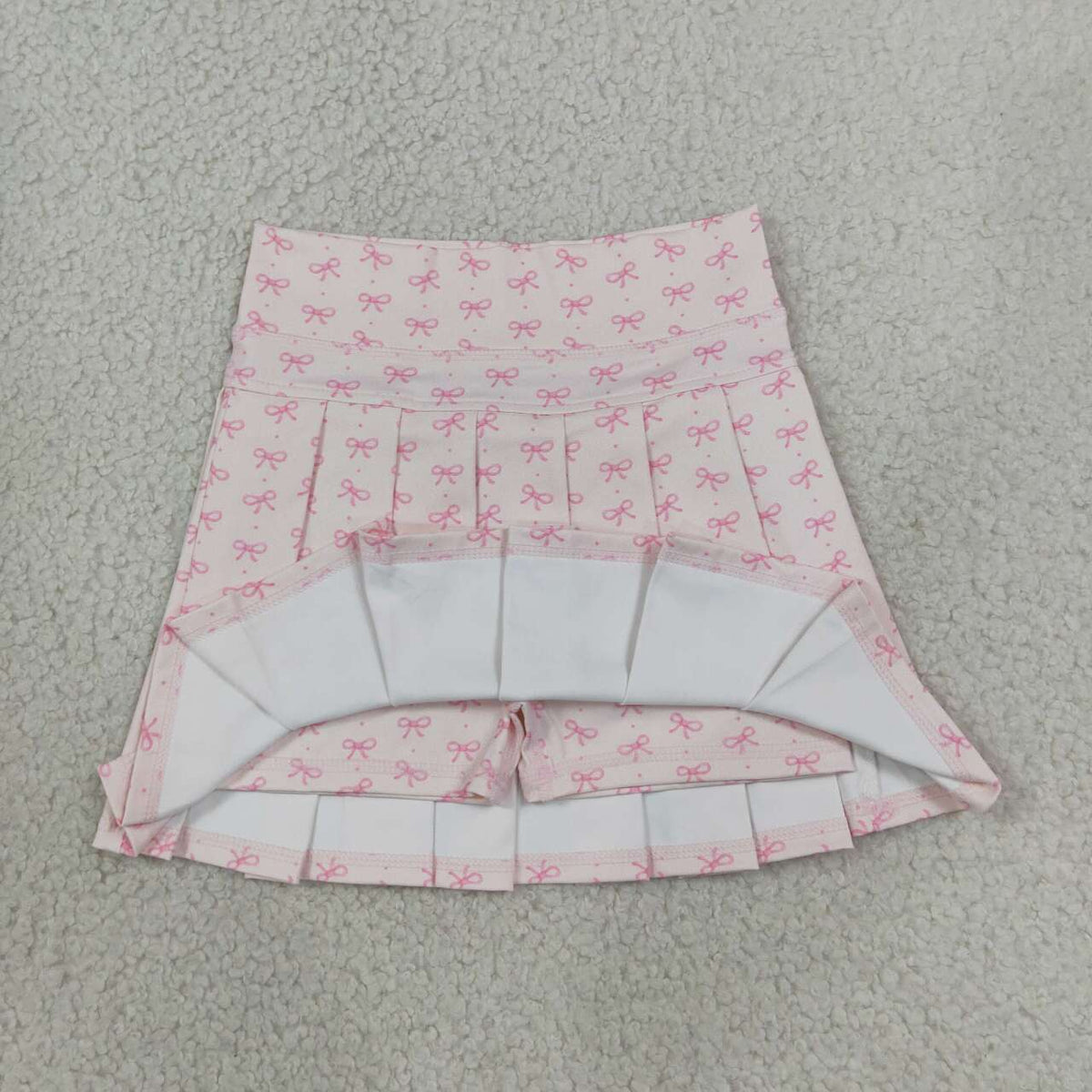 GLK0305 Pink Bows Active Skirts Girls Summer Pleated Yoga Skort
