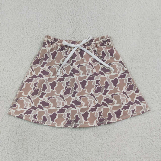 GLK0314 Brown Camo Active Skort Adult Women Hunting Yoga Skirts