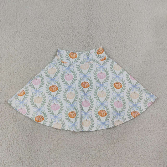 GLK0317 Pumpkin Bows Girls Fall Bottom Yoga Skort