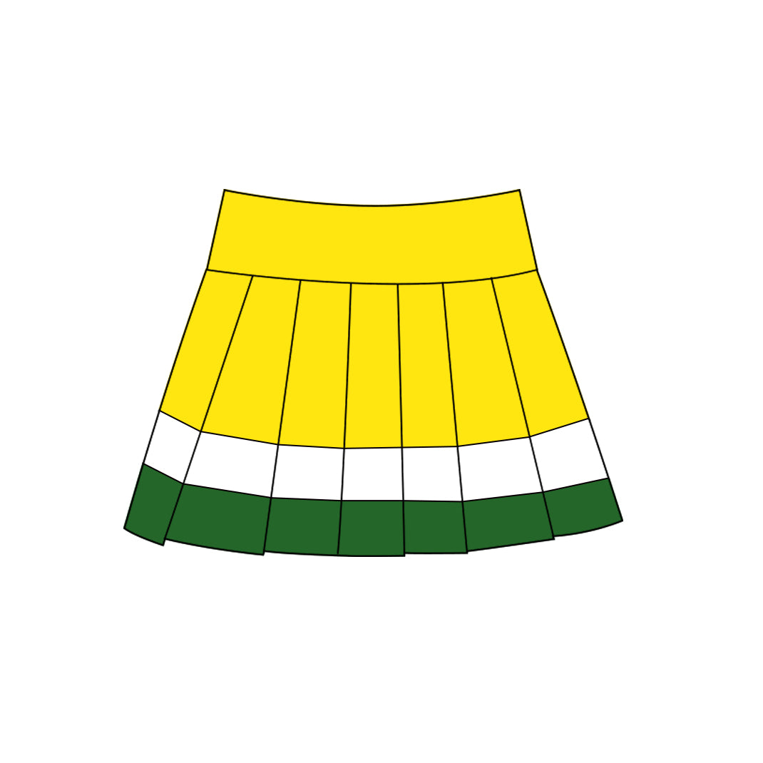 6.29 Preorder GLK0318 Kids Girls Yellow White Green Active Skirt