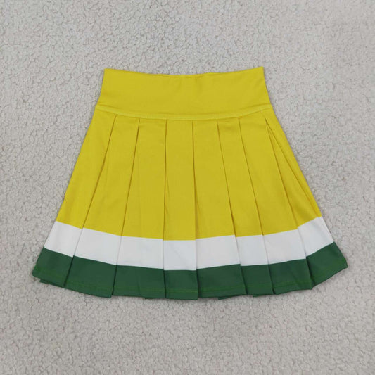 GLK0318 Teams Yellow White Green Active Skirts Girls Summer Pleated Yoga Skort