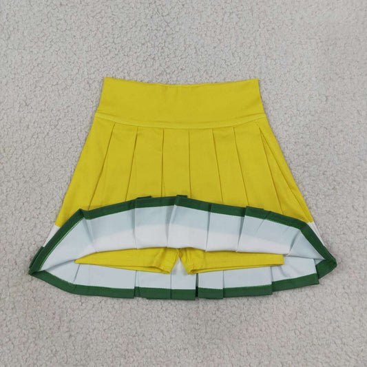 GLK0318 Teams Yellow White Green Active Skirts Girls Summer Pleated Yoga Skort