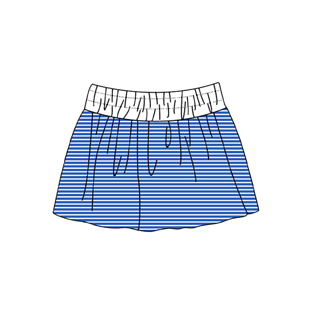 7.2 Preorder Girls Royalblue White Striped  Actice Skirt