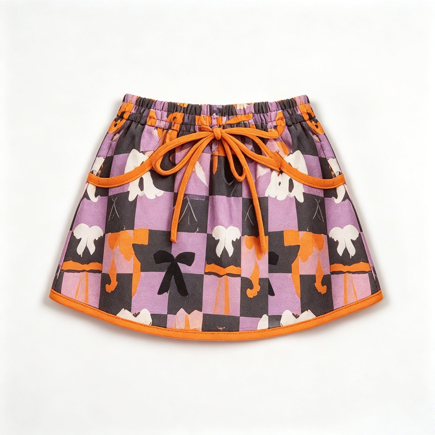 7.11 Preorder Kids Girls Halloween  Bat Bow Skirt