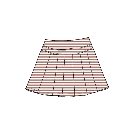 7.21 Preorder GLK0337 Brown Stripes Girls Yoga Bottom Skort