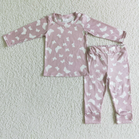 GLP0194 Butterfly Print Girls Fall Pajamas Clothes Set