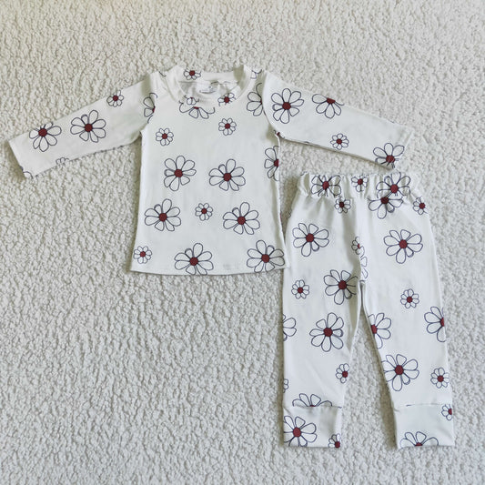 GLP0196 Flowers Print Girls Fall Pajamas Clothes Set