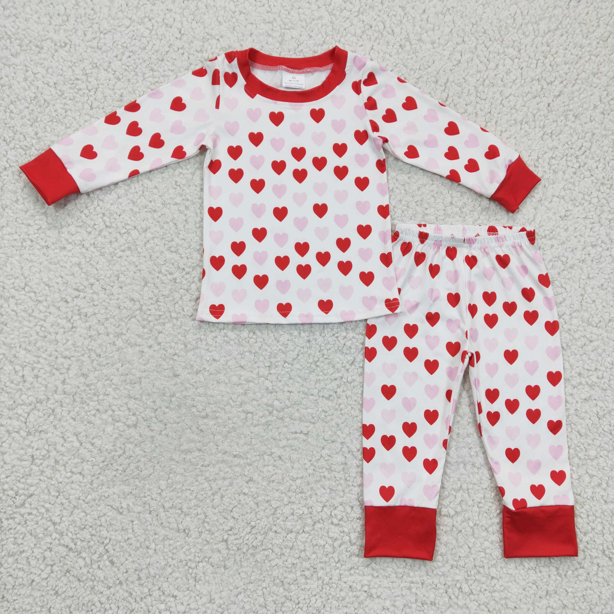 GLP0360 Hearts Print Girls Valentine's Day Pajamas Clothes Set