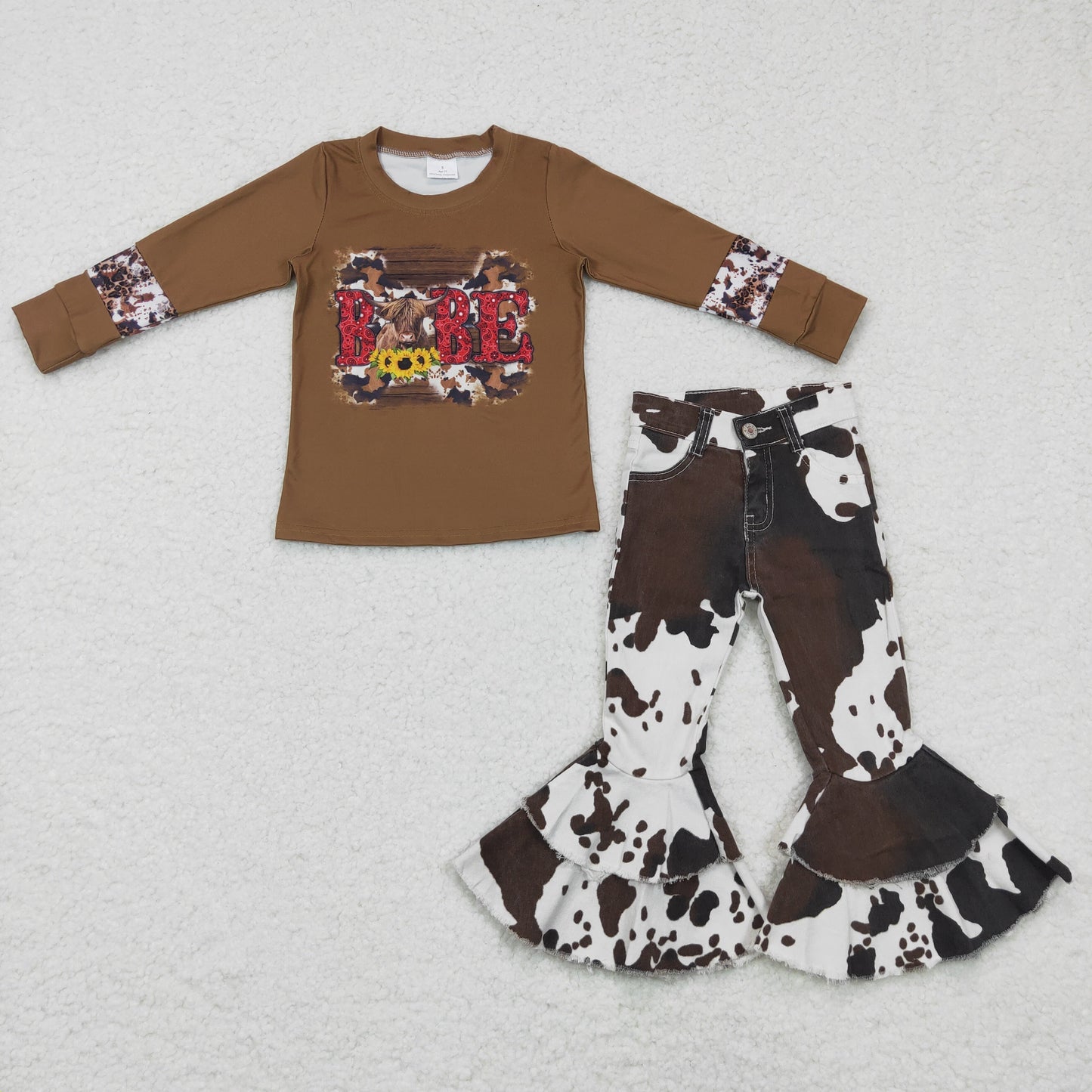 Baby girls Babe Western Cow denim pants outfits  GLP0402