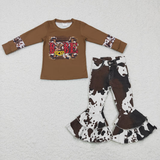 Baby girls Babe Western Cow denim pants outfits  GLP0402