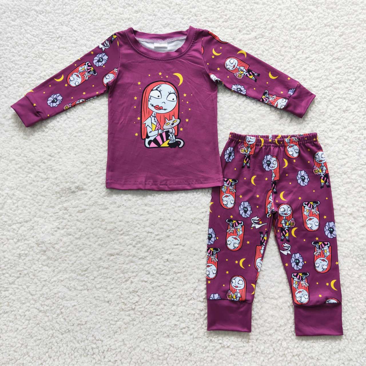 GLP0460 Nightmar* Print Girls Halloween Pajamas Clothes Set