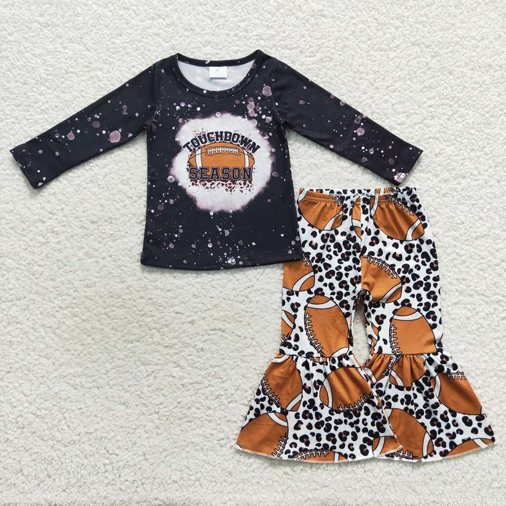 Sibling Baby Boys Girls Touch Down Season Footballs Top Pants Team Clothes Sets