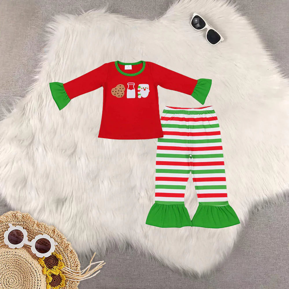 Sibling Baby Kids Red Christmas Santa Milk Top Pant Pajamas Clothes Sets Rompers