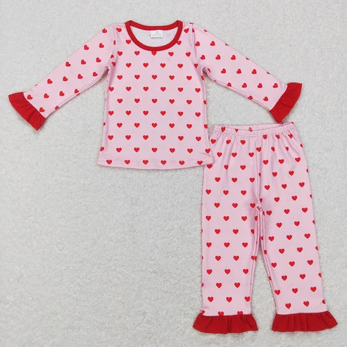 Sibling Baby Girls Valentines Long Sleeve Top Pants Pajama Set