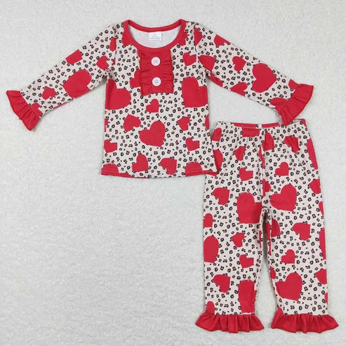 Sibling Baby Girls Valentines Long Sleeve Top Pants Pajama Set