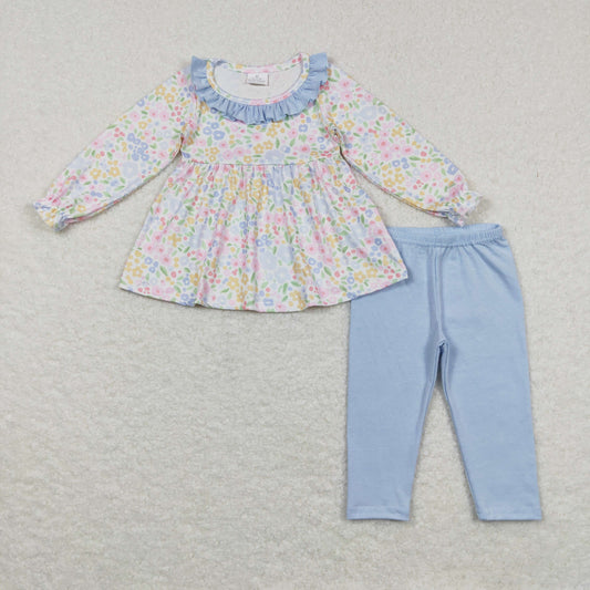 Sibling Baby Boys Girls Flowers Checked Top Pants Clothes Sets