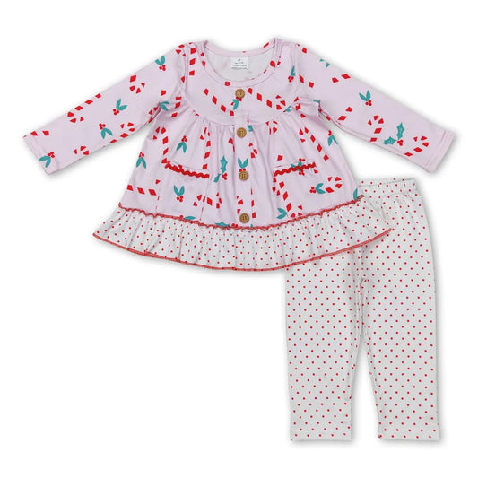 Sibling Kids Girls Christmas Tunic Top Leggings Outfit