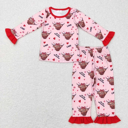 Sibling Baby Girls Valentines Long Sleeve Top Pants Pajama Set