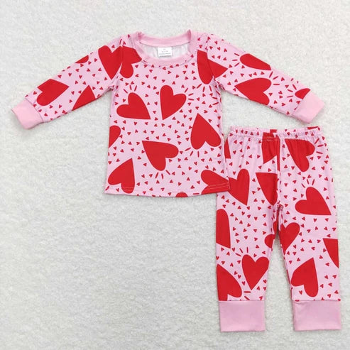 Sibling Baby Girls Valentines Long Sleeve Top Pants Pajama Set