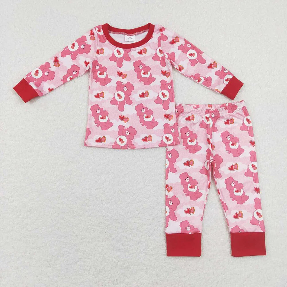 Sibling Baby Girls Valentines Long Sleeve Top Pants Pajama Set