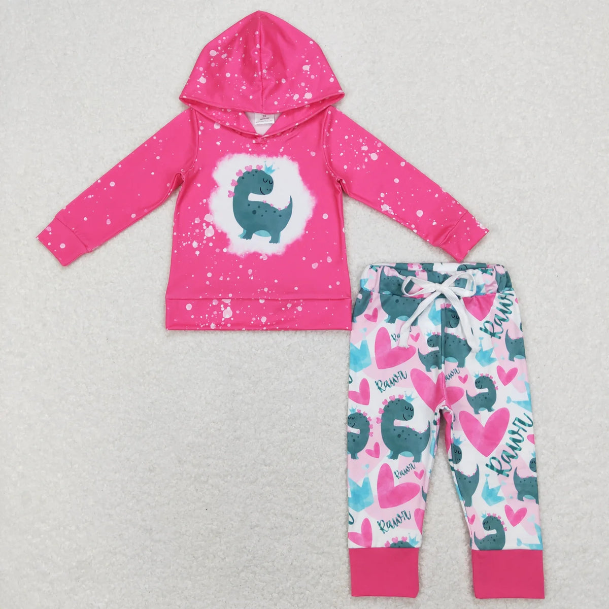 Sibling Baby Girls Floral Dinosaur Long Sleeve Hoodie Top Pants Outfit